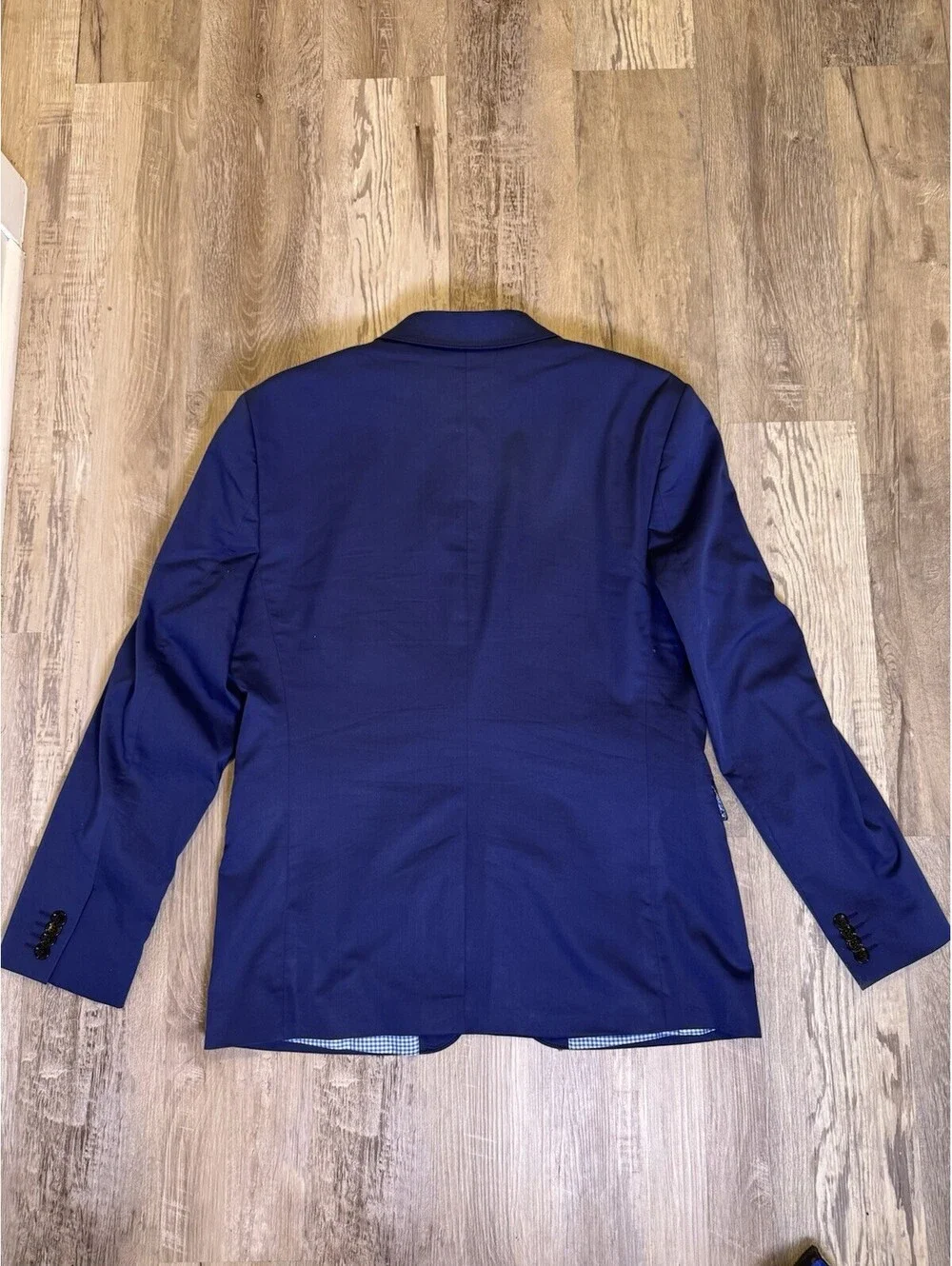 Express Photographer Men’s 42R Fitted Blue Blazer Cotton Stretch 2 Button
